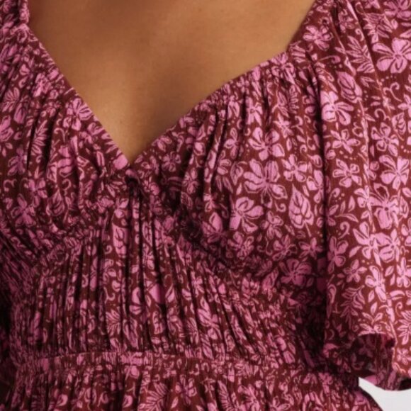 Rip Curl Pink Beach Party Flutter Sleeve Top SZ L - NWT - Picture 4 of 13